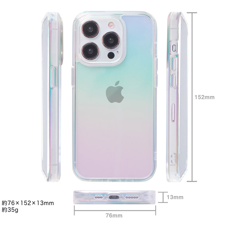 iPhone15 / 15 Pro 対応　iPhoneケース クリアケース Carat キラキラ オーロラ iPhone 2023年発売 6.1インチ (2,3レンズタイプ）